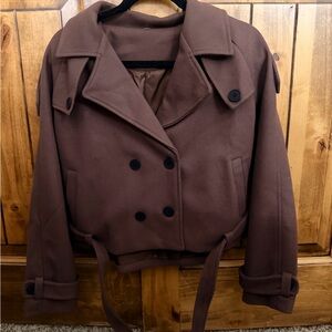 Elegant Brown Double-Breasted Trench Coat